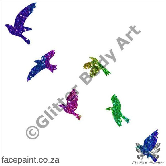 Glitter Tattoo Stencils - 388 Flying Birds Tattoos