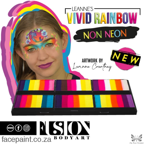 Fusion Face Paint Palette - Petal Leannes Vivid Rainbow Non Neon Paints