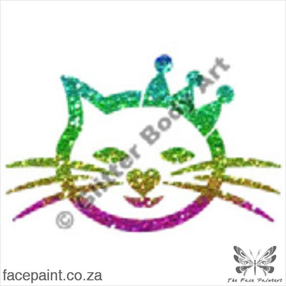 Glitter Tattoo Stencils - 006 Cat Crown Tattoos