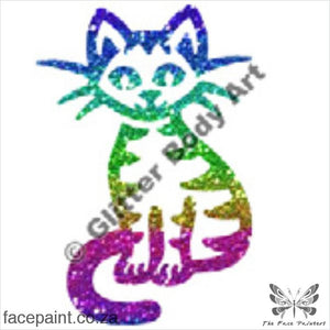 Glitter Tattoo Stencils - 008 Cat Sitting Tattoos