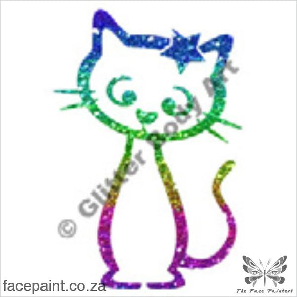 Glitter Tattoo Stencils - 036 Cat Star Tattoos