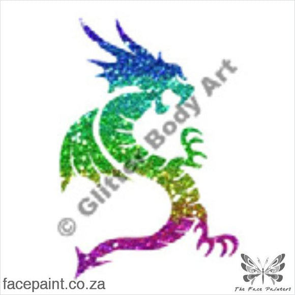 Glitter Tattoo Stencils - 087 Standing Dragon Tattoos