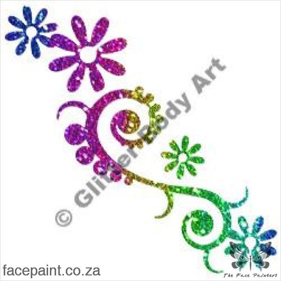 Glitter Tattoo Stencils - 357 Scroll Flowers Tattoos